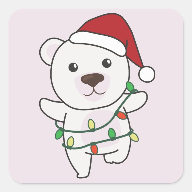 Polar Bear Christmas Winter Animals Polar Bears Sq Square Sticker (Front)
