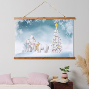 Polar Bear Christmas Wood-Topped Tapestry