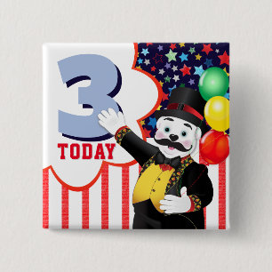 Polar Bear Circus Kids Birthday Party 15 Cm Square Badge
