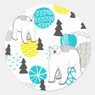 Polar bear classic round sticker