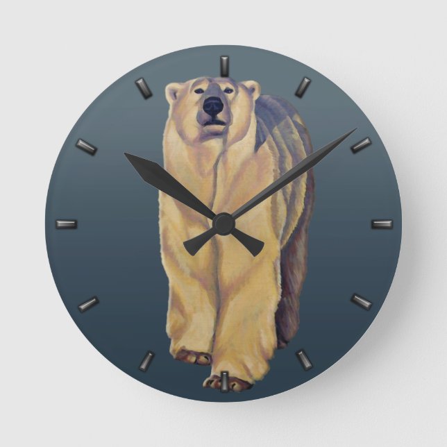 Polar Bear Clock Bear Art Wall Clocks Bear Decor (Front)