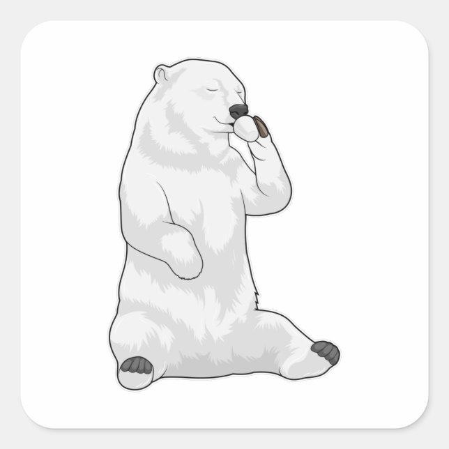 Polar bear Coffee Cup Square Sticker (Front)