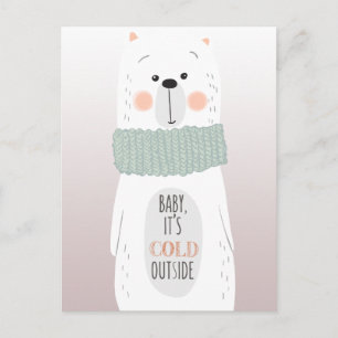 Polar bear - Cold outside - Fun Christmas postcard