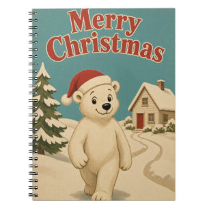 Polar Bear Cottage Path Animal Christmas Notebook