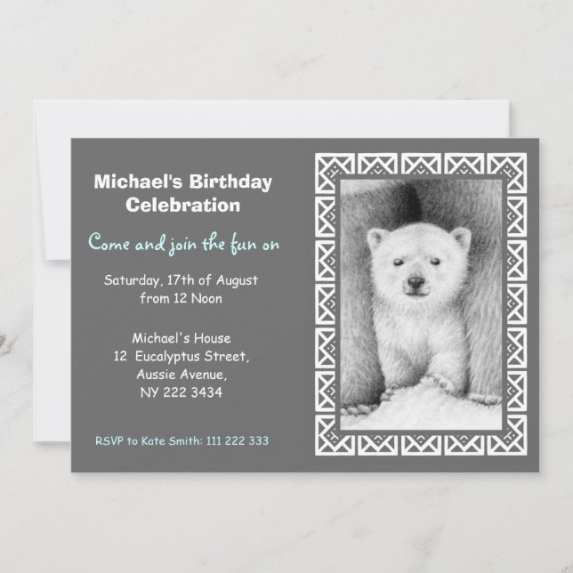 Polar Bear Cub Birthday Party Invitation (Front)