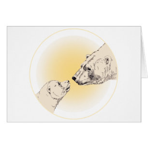 Polar Bear & Cub Cards Wildlife Bear Art Card