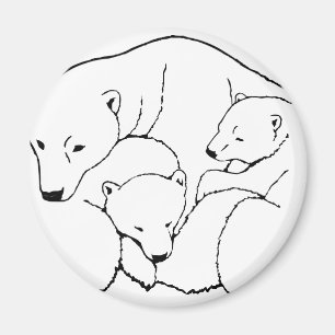 Polar Bear & Cub Fridge Magent Wildlife Art Gifts Magnet
