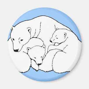 Polar Bear & Cub Fridge Magent Wildlife Art Gifts Magnet