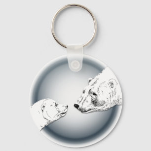 Polar Bear & Cub Key Chain Bear Art Keychain