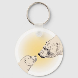Polar Bear & Cub Key Chain Bear Art Keychain