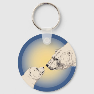 Polar Bear & Cub Key Chain Bear Art Keychain