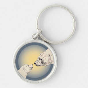 Polar Bear & Cub Key Chain Bear Art Keychain