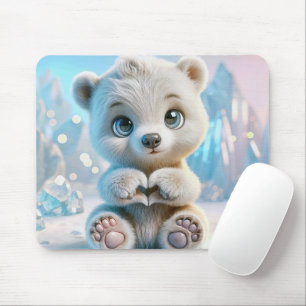 Polar Bear Cub Love Mouse Mat