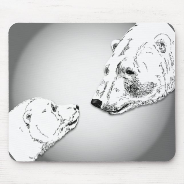 Polar Bear & Cub Mousepad Bear Art Mousepad (Front)