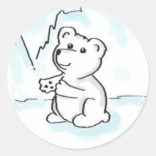 Polar Bear Cub Needs a Hug Illustration Stickers