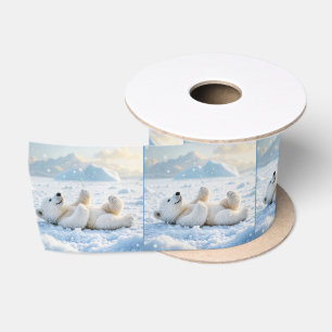 Polar Bear Cub On Ice Satin Ribbon