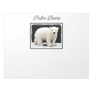 Polar Bear Cub Painting - Oiginal Wildlife Art Notepad