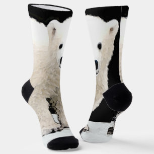 Polar Bear Cub Painting - Oiginal Wildlife Art Socks