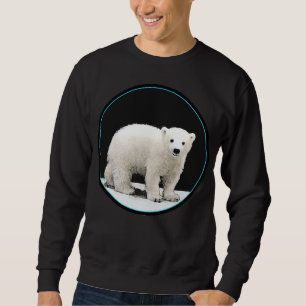 Polar Bear Cub Painting - Oiginal Wildlife Art Sweatshirt
