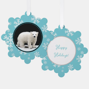 Polar Bear Cub Painting - Oiginal Wildlife Art Tree Decoration Card
