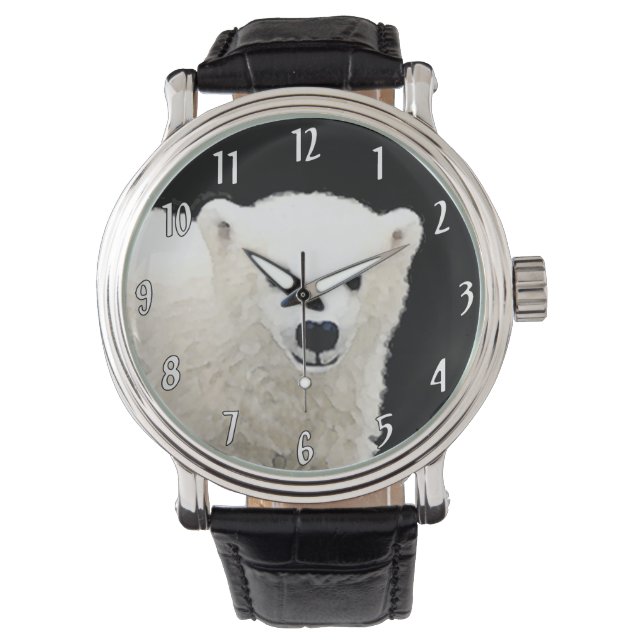 Polar Bear Cub Painting - Oiginal Wildlife Art Watch (Front)