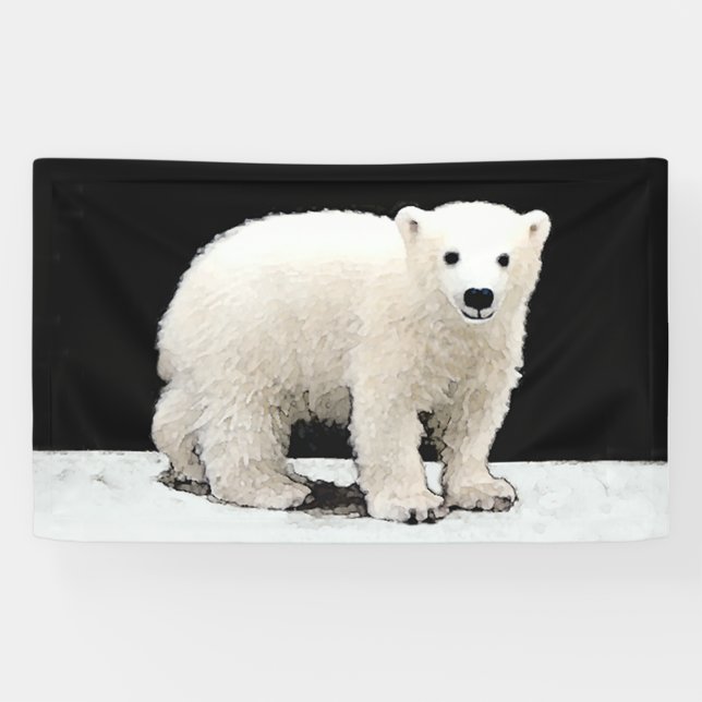 Polar Bear Cub Painting - Original Wildlife Art Banner (Horizontal)