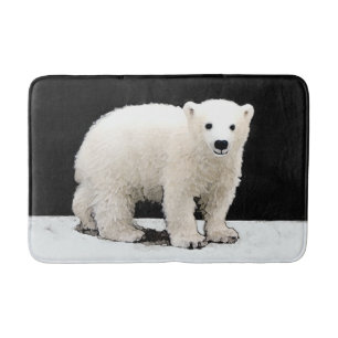 Polar Bear Cub Painting - Original Wildlife Art Bath Mat