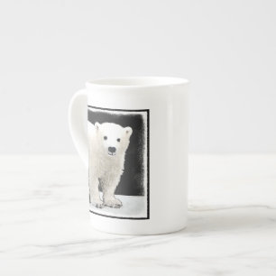 Polar Bear Cub Painting - Original Wildlife Art Bone China Mug
