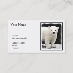 Polar Bear Cub Painting - Original Wildlife Art Business Card