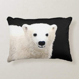 Polar Bear Cub Painting - Original Wildlife Art Decorative Cushion