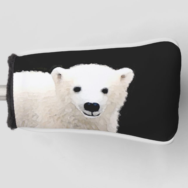Polar Bear Cub Painting - Original Wildlife Art Golf Head Cover (Front)