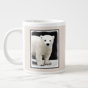 Polar Bear Cub Painting - Original Wildlife Art Large Coffee Mug