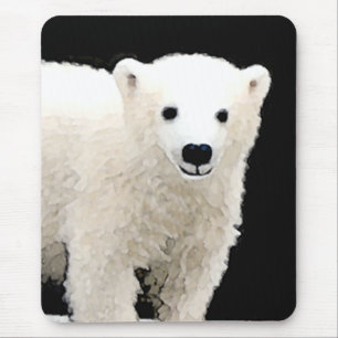 Polar Bear Cub Painting - Original Wildlife Art Mouse Mat
