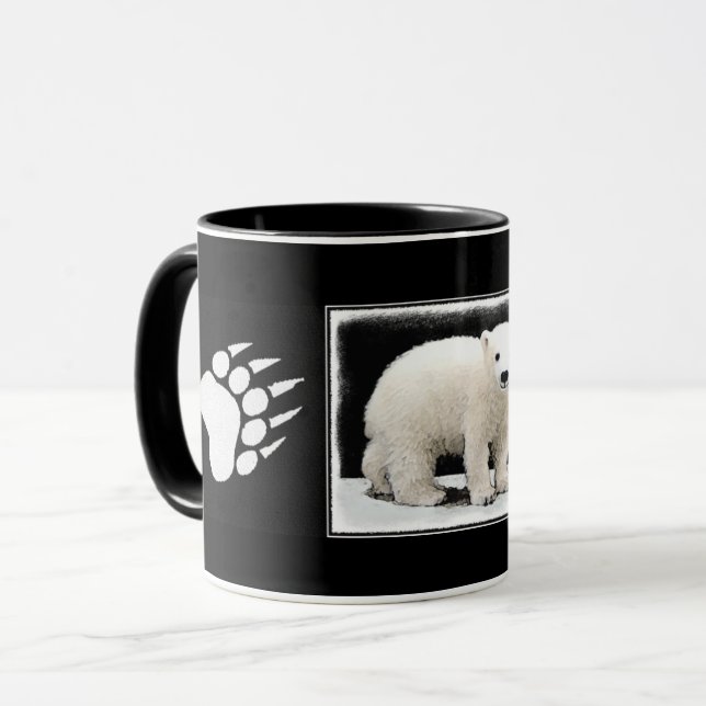 Polar Bear Cub Painting - Original Wildlife Art Mug (Front Left)
