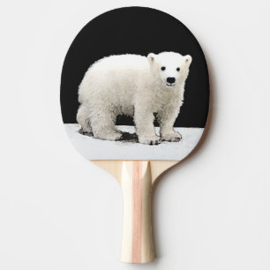Polar Bear Cub Painting - Original Wildlife Art Ping Pong Paddle