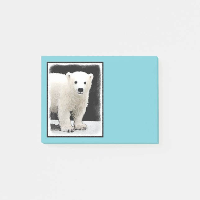 Polar Bear Cub Painting - Original Wildlife Art Post-it Notes (Front)