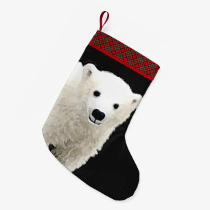 Polar Bear Cub Painting - Original Wildlife Art Small Christmas Stocking