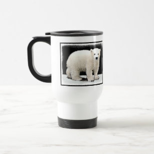 Polar Bear Cub Painting - Original Wildlife Art Travel Mug