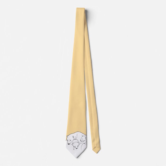 Polar Bear & Cub Ties Wildlife Art Tie / Necktie (Front)