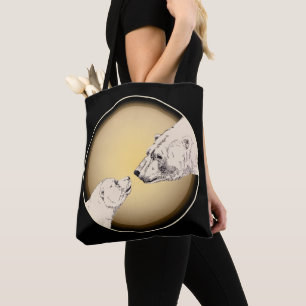 Polar Bear & Cub Tote Bag Bear Art Shopping Bag