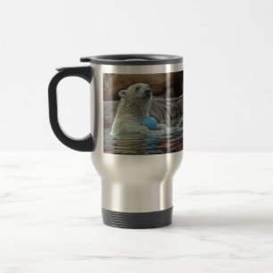 Polar Bear Cub with Toy Travel Mug