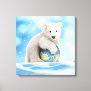 Polar Bear Cub World Canvas