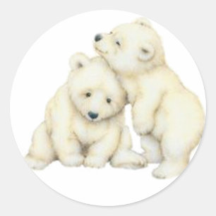 Polar Bear Cubs Classic Round Sticker