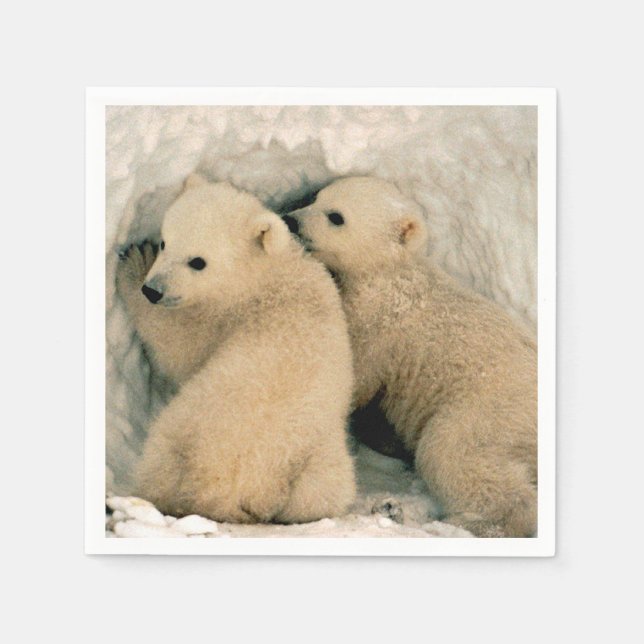 Polar Bear Cubs in the Snow Napkin (Front)
