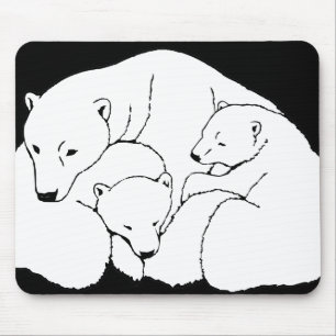 Polar Bear & Cubs Mousepad Wildlife Art Mousepad