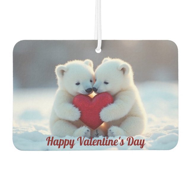 Polar Bear Cubs Valentine Air Freshener (Front)