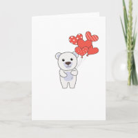 Polar Bear Cute Animals With Hearts Balloons To