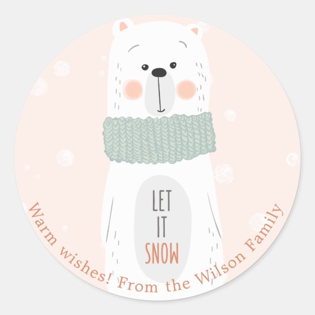 Polar bear - Cute Personalised Christmas Sticker (Front)
