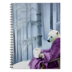 Polar Bear Drinking Coffee Notebook