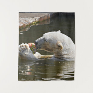 Polar Bear Eating Fruit Vista Tapestry
